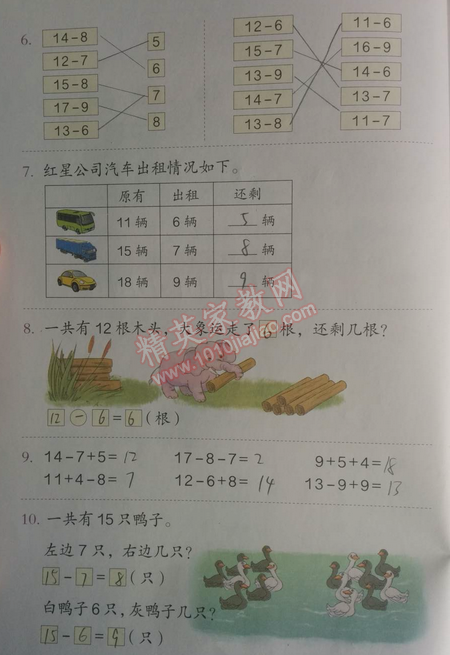 課本人教版一年級(jí)數(shù)學(xué)下冊(cè) 練習(xí)三