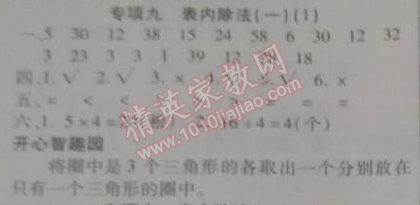 2015年寒假作業(yè)復(fù)習(xí)計劃100分期末寒假銜接二年級數(shù)學(xué)蘇教版 專項九