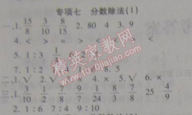 2015年寒假作業(yè)復(fù)習(xí)計(jì)劃100分期末寒假銜接六年級(jí)數(shù)學(xué)蘇教版 專項(xiàng)七