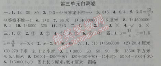 2014年通城學(xué)典課時(shí)作業(yè)本六年級(jí)數(shù)學(xué)下冊(cè)江蘇版 第三單元自測(cè)卷