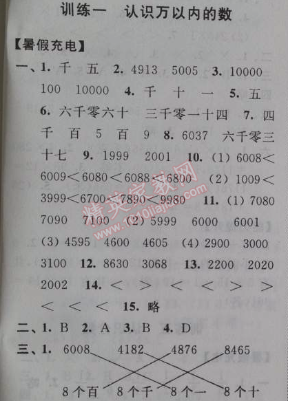 2014年小学数学暑假接力棒三升四年级江苏版 1