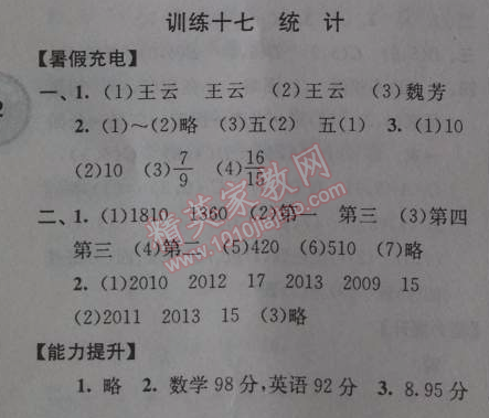 2014年小学数学暑假接力棒五升六年级江苏版 17