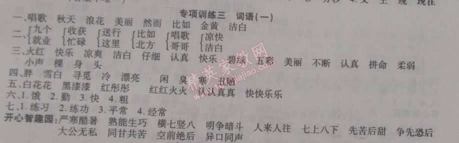 2015年寒假作業(yè)復(fù)習(xí)計(jì)劃100分期末寒假銜接二年級語文北師大版 專項(xiàng)訓(xùn)練三