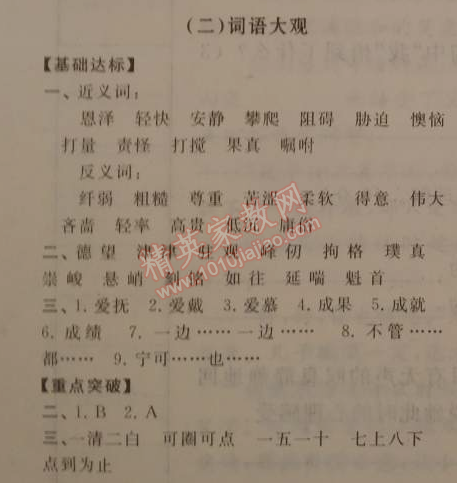 2015年寒假大串聯(lián)六年級(jí)語(yǔ)文人教版 2