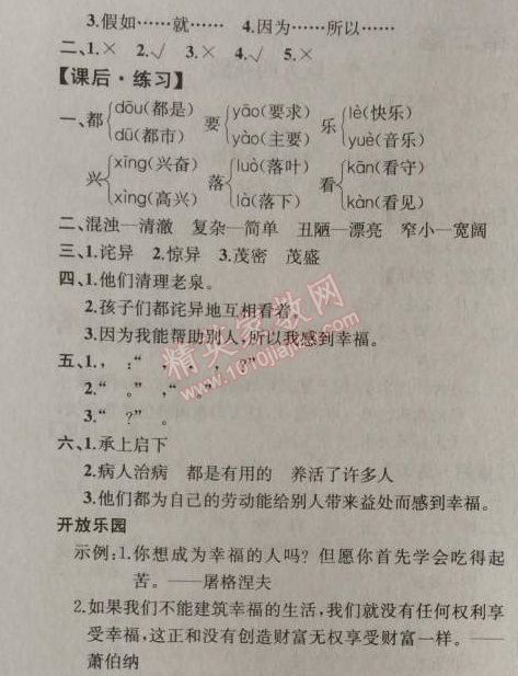 2014年同步導(dǎo)學(xué)案課時練四年級語文上冊人教版河北專版 10. 幸福是什么  埃林·彼林（保加利亞）