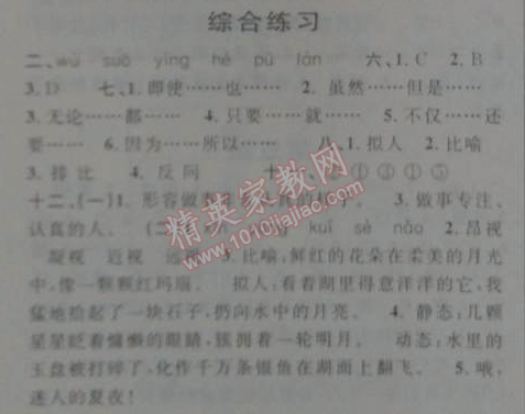 2014年第三学期暑假衔接四年级语文人教版 综合练习