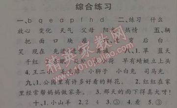 2014年第三学期暑假衔接一年级语文人教版 综合练习