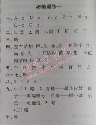 2014年小學(xué)語(yǔ)文暑假接力棒一升二年級(jí)江蘇版 銜接訓(xùn)練一