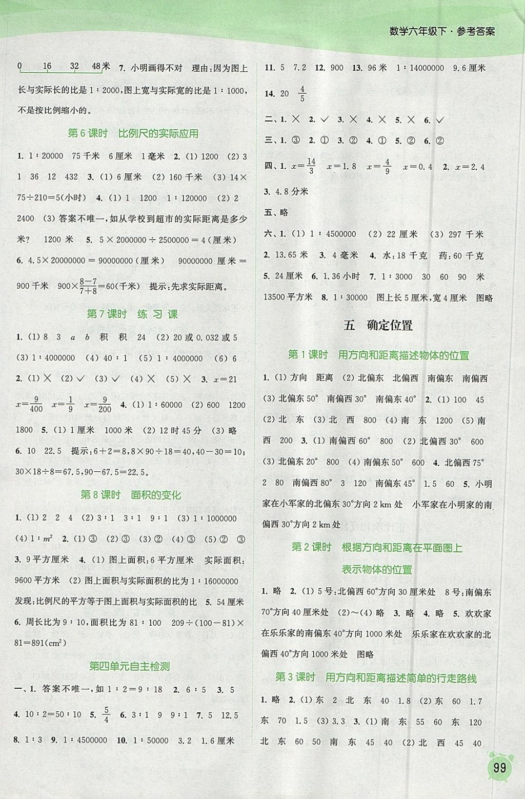 2015年通城學(xué)典課時(shí)作業(yè)本六年級數(shù)學(xué)下冊江蘇版 第5頁