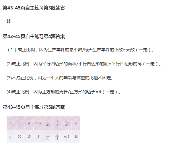 課本青島版六年級數(shù)學(xué)下冊 參考答案第45頁