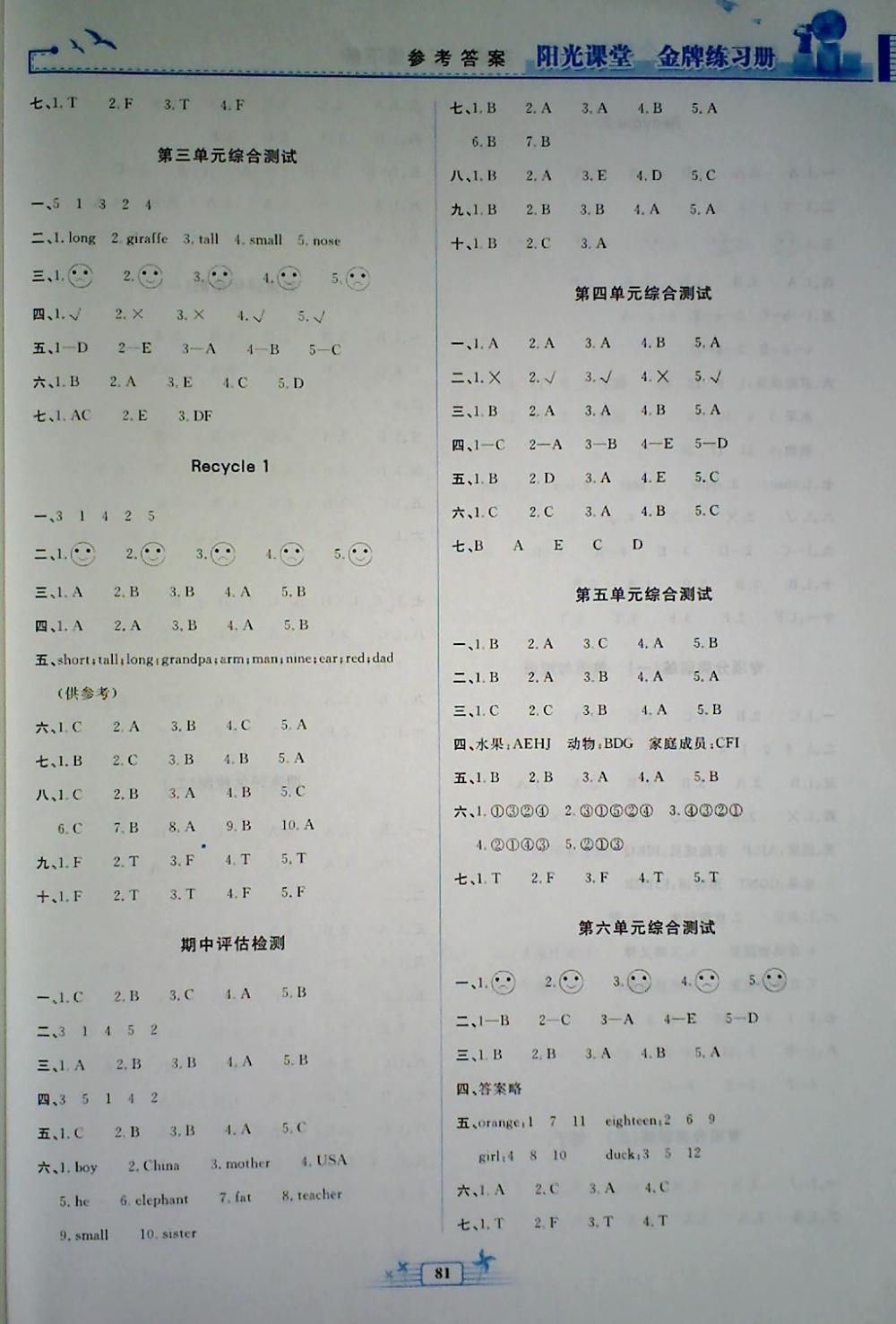 2018年陽光課堂金牌練習冊三年級英語下冊人教版 第9頁