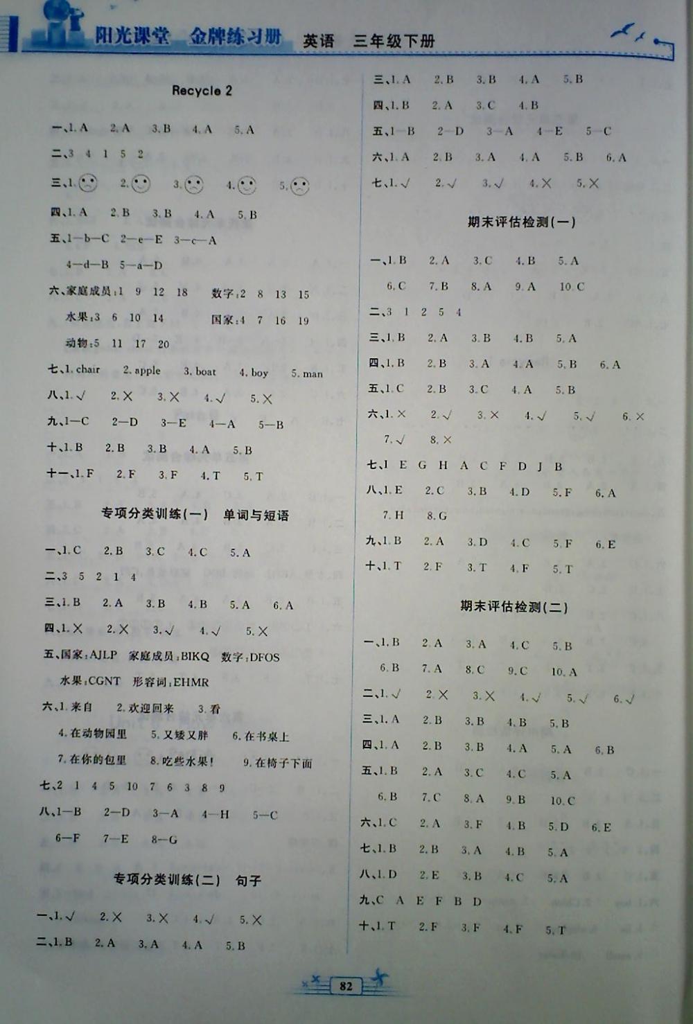 2018年陽(yáng)光課堂金牌練習(xí)冊(cè)三年級(jí)英語(yǔ)下冊(cè)人教版 第10頁(yè)