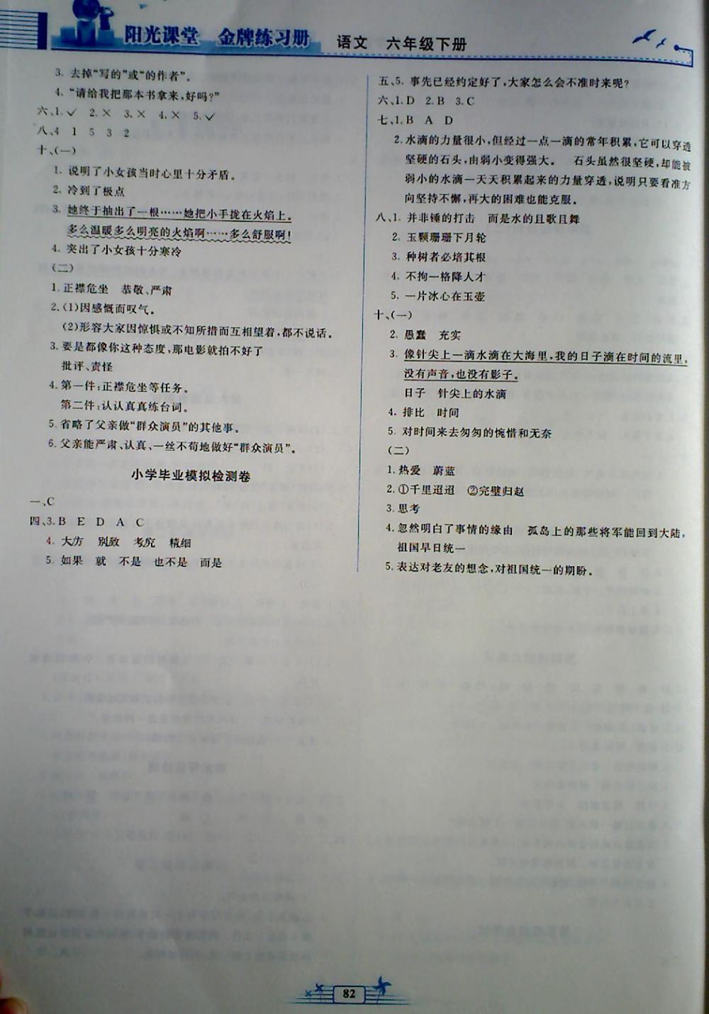 2018年陽(yáng)光課堂金牌練習(xí)冊(cè)六年級(jí)語(yǔ)文下冊(cè)人教版 第8頁(yè)