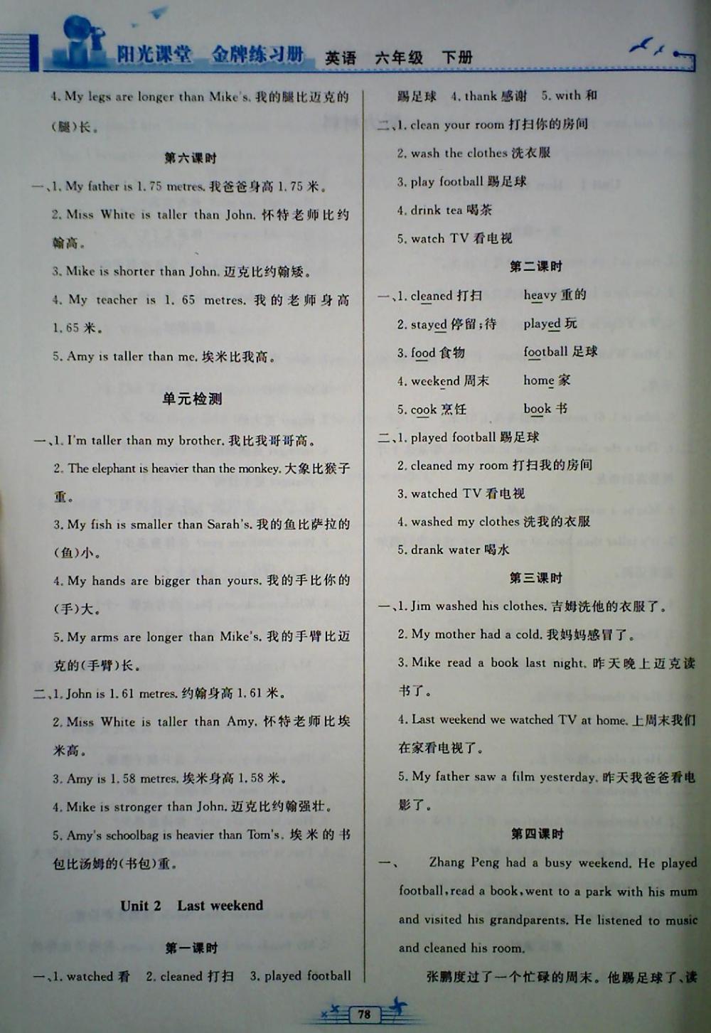 2018年陽光課堂金牌練習(xí)冊六年級英語下冊人教版 第2頁