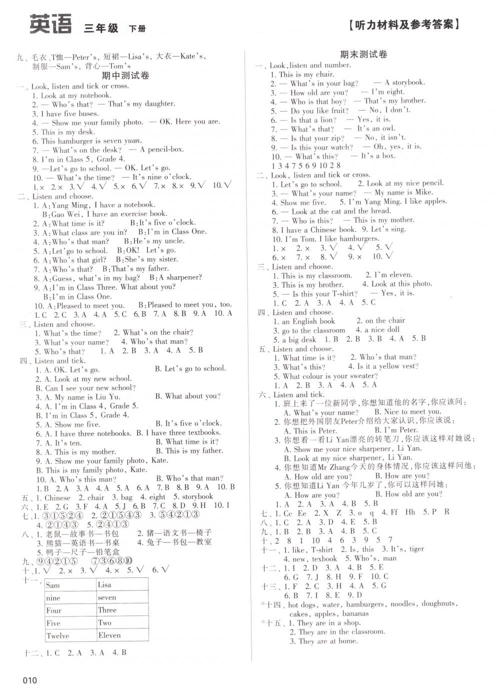 2018年學(xué)習(xí)質(zhì)量監(jiān)測(cè)三年級(jí)英語(yǔ)下冊(cè)人教版 第10頁(yè)