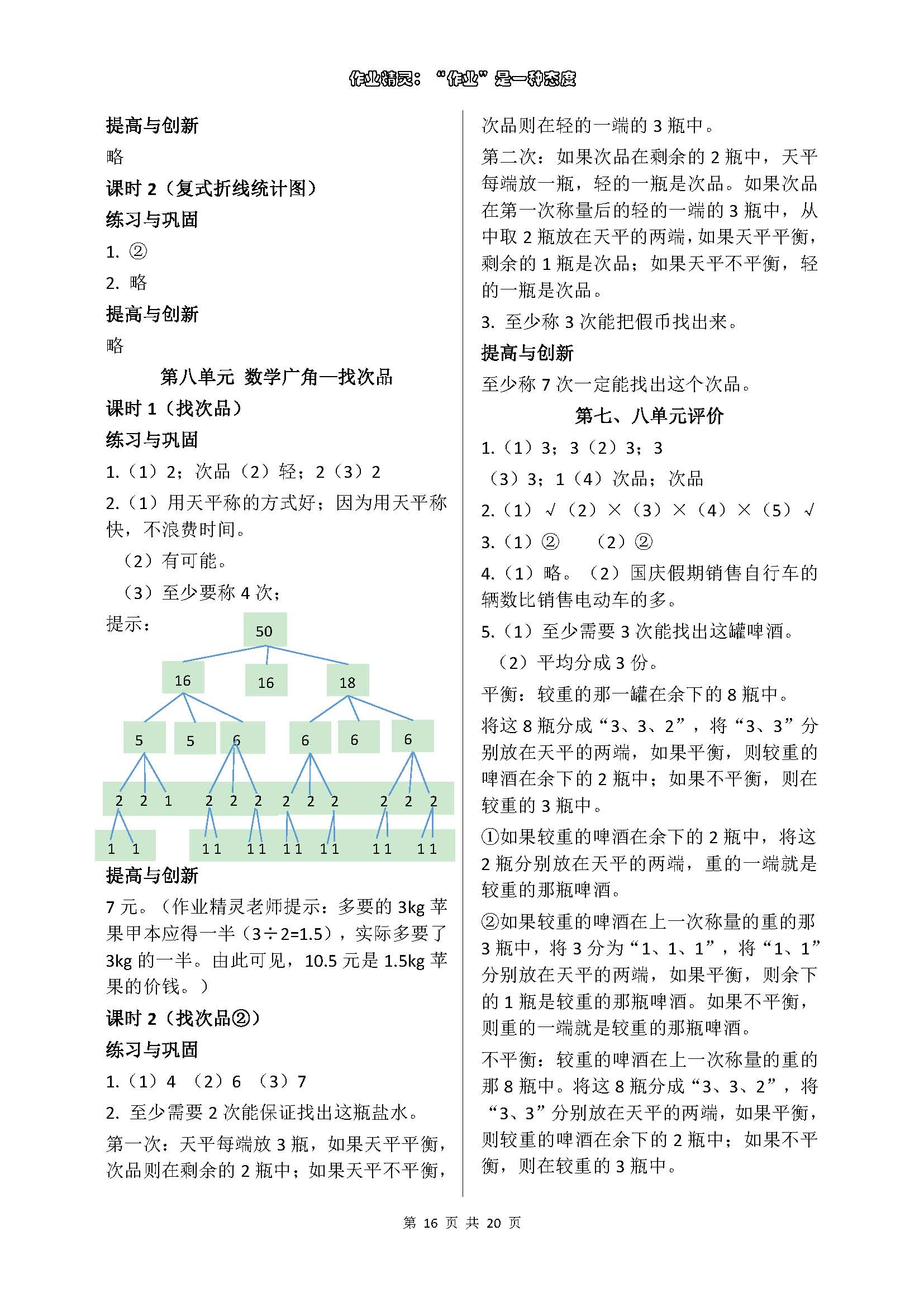 2018年数学学习与巩固五年级下册人教版 参考答案第16页