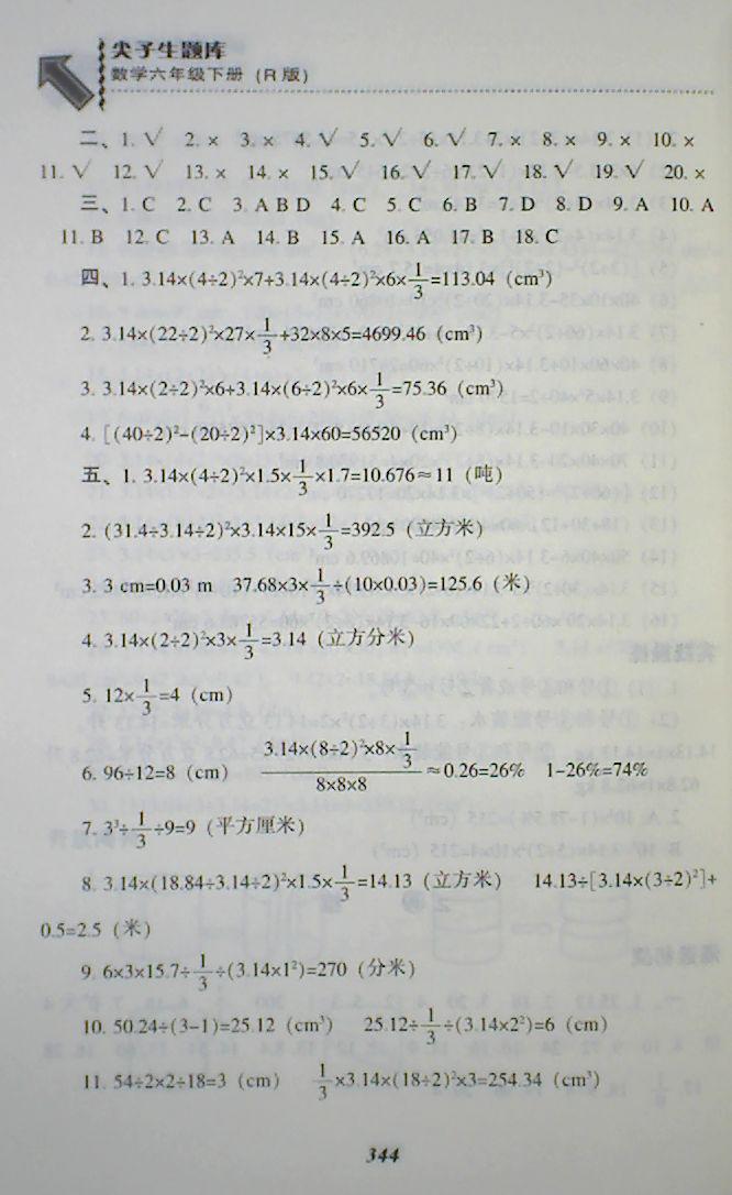 2018年尖子生题库六年级数学下册人教版 第10页