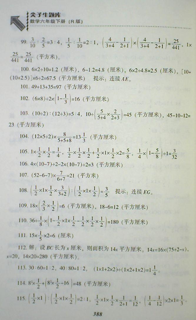 2018年尖子生題庫六年級(jí)數(shù)學(xué)下冊(cè)人教版 第54頁