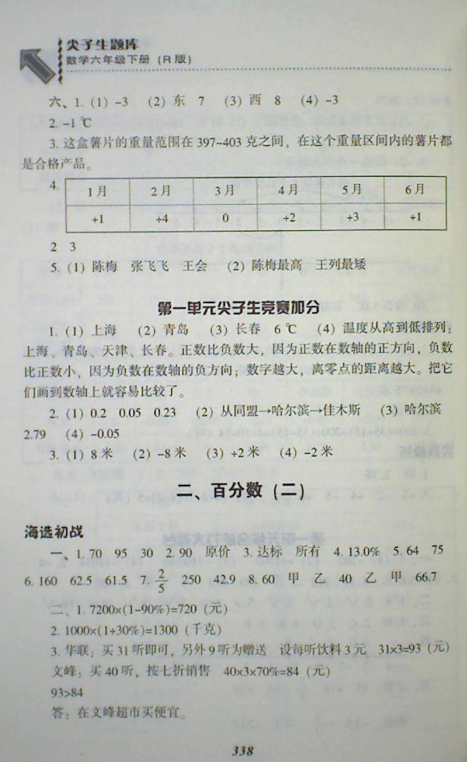 2018年尖子生題庫六年級數(shù)學(xué)下冊人教版 第4頁