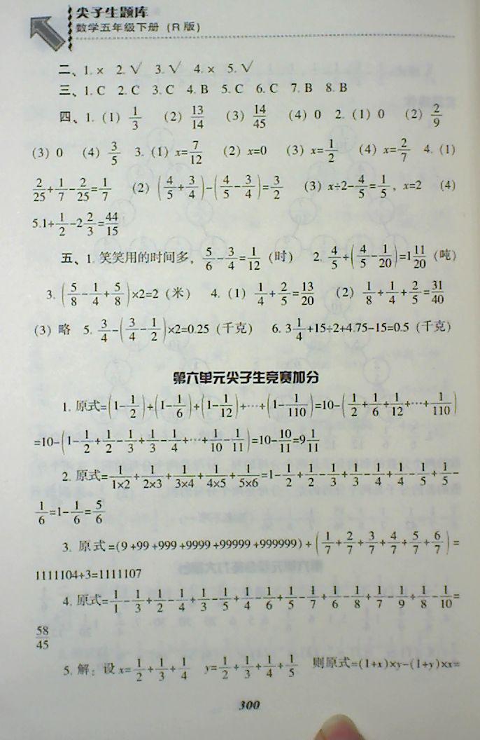 2018年尖子生题库五年级数学下册人教版 第33页