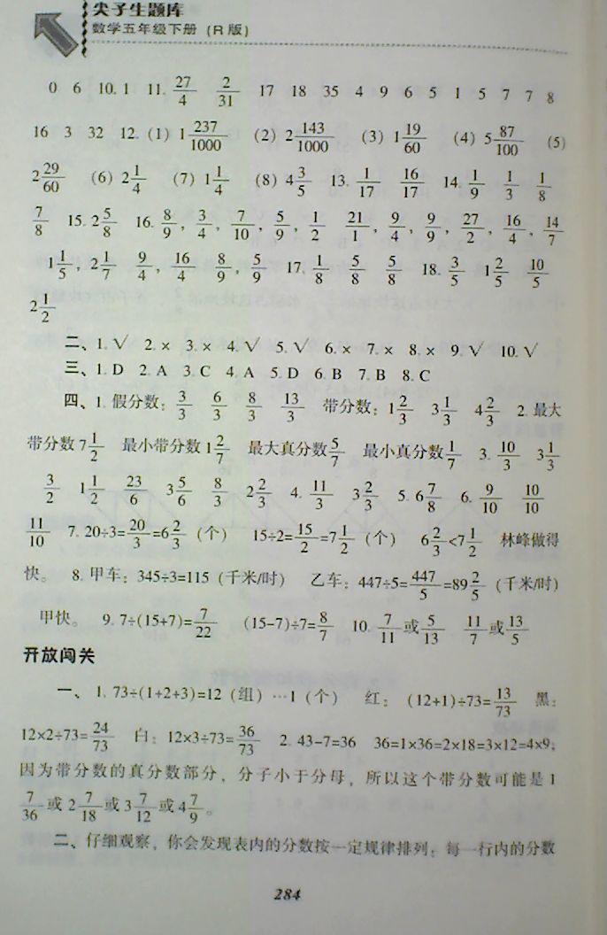 2018年尖子生题库五年级数学下册人教版 第17页