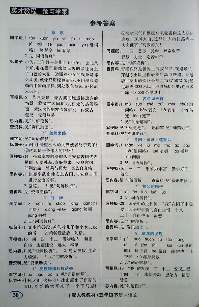 2018年字詞句段篇英才教程五年級(jí)語(yǔ)文下冊(cè)人教版 第6頁(yè)