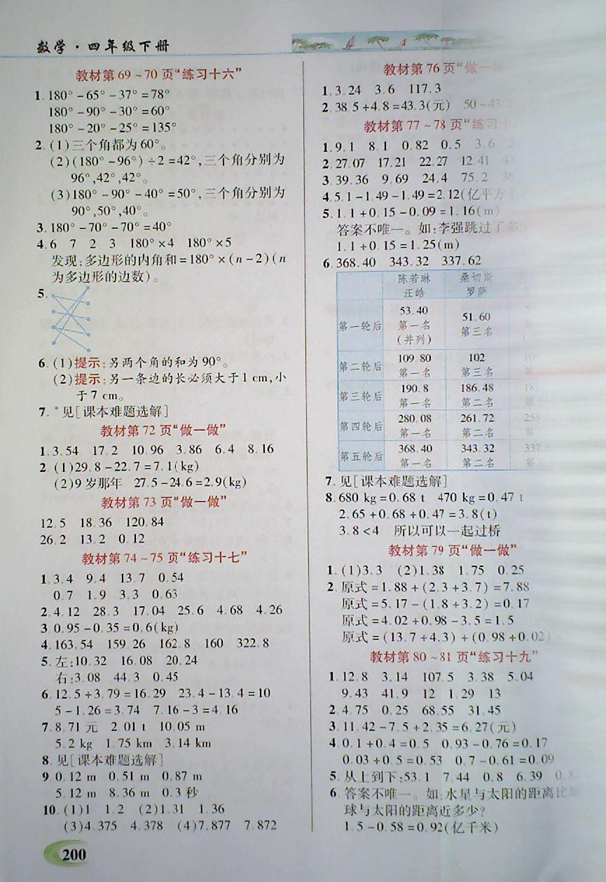 2018年引探練創(chuàng)英才教程四年級數學下冊人教版 第19頁