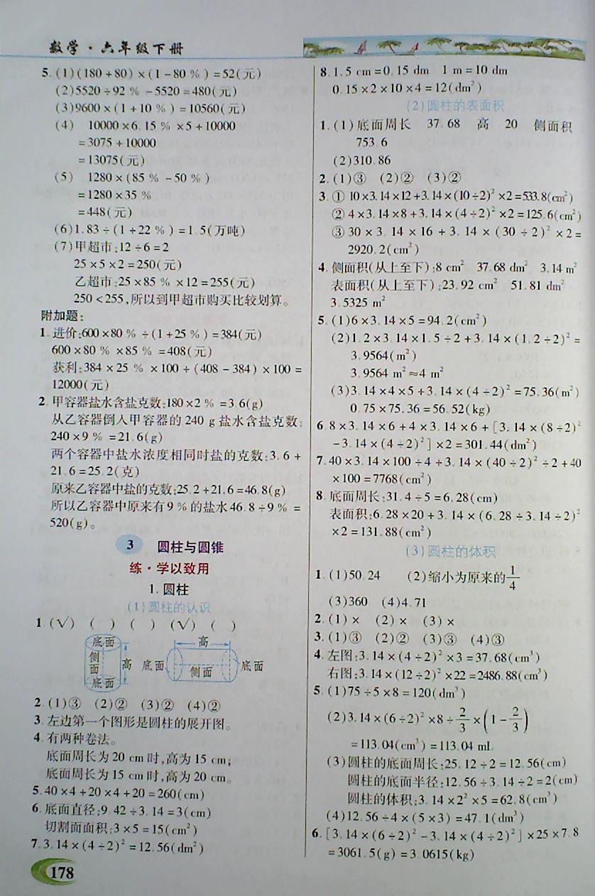 2018年引探练创英才教程六年级数学下册人教版 第3页