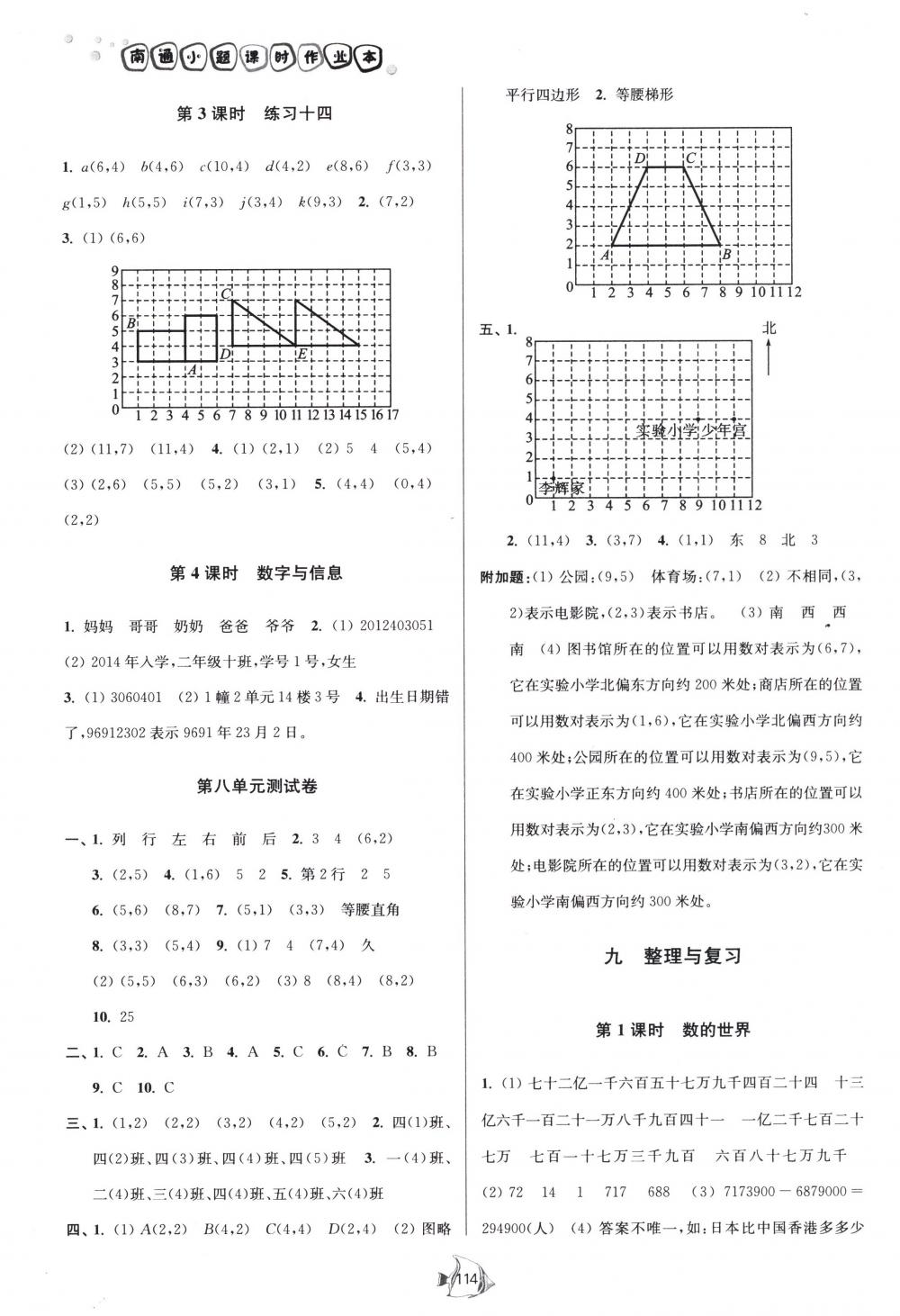 2018年南通小題課時作業(yè)本四年級數(shù)學(xué)下冊江蘇版 第14頁