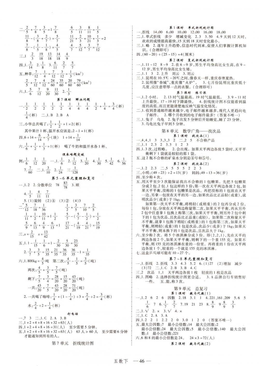 2018年名師面對面先學后練五年級數學下冊人教版 第6頁