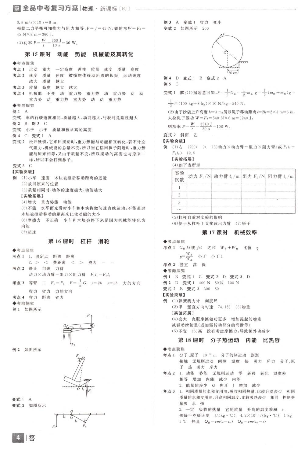 2018年全品中考復(fù)習(xí)方案九年級(jí)物理下冊(cè)人教版 第4頁(yè)