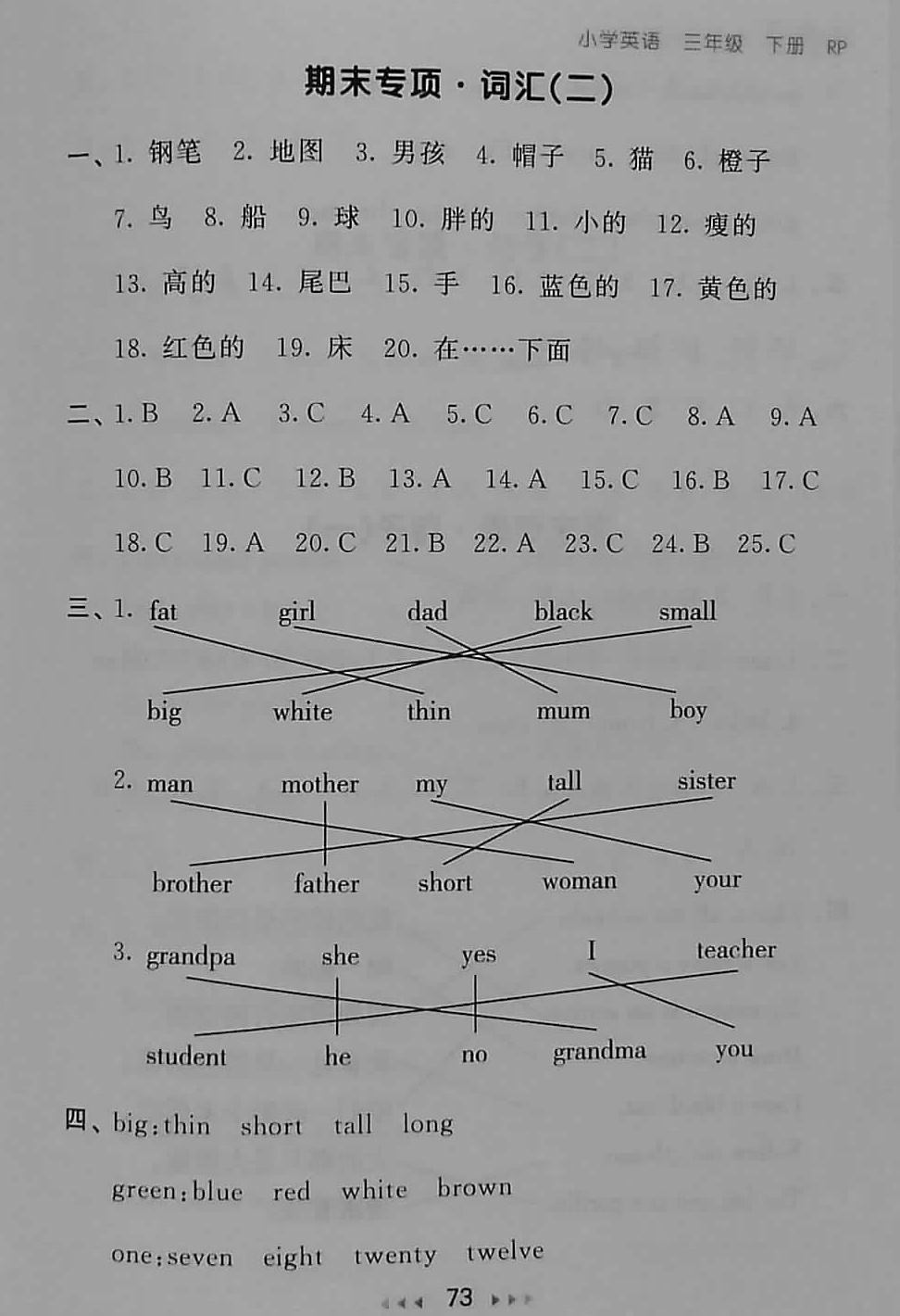 2018年53隨堂測小學(xué)英語三年級下冊人教PEP版 第13頁