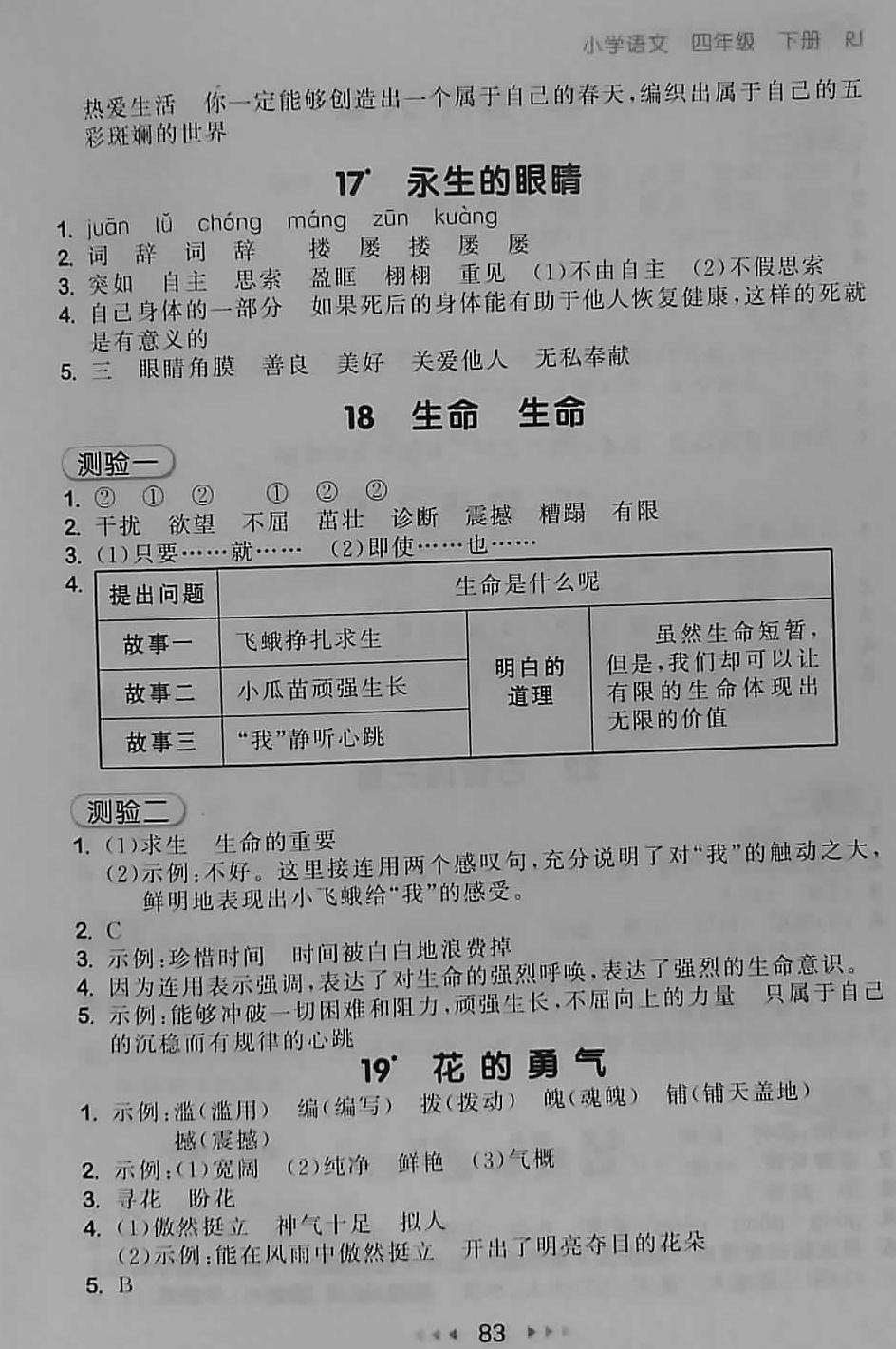 2018年53随堂测小学语文四年级下册人教版 第7页