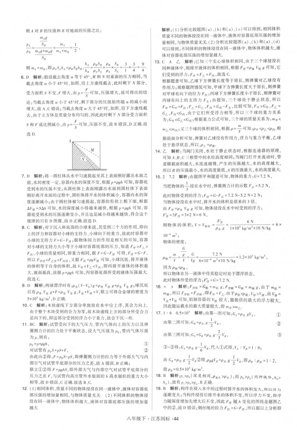 2018年经纶学典学霸八年级物理下册江苏版 第44页