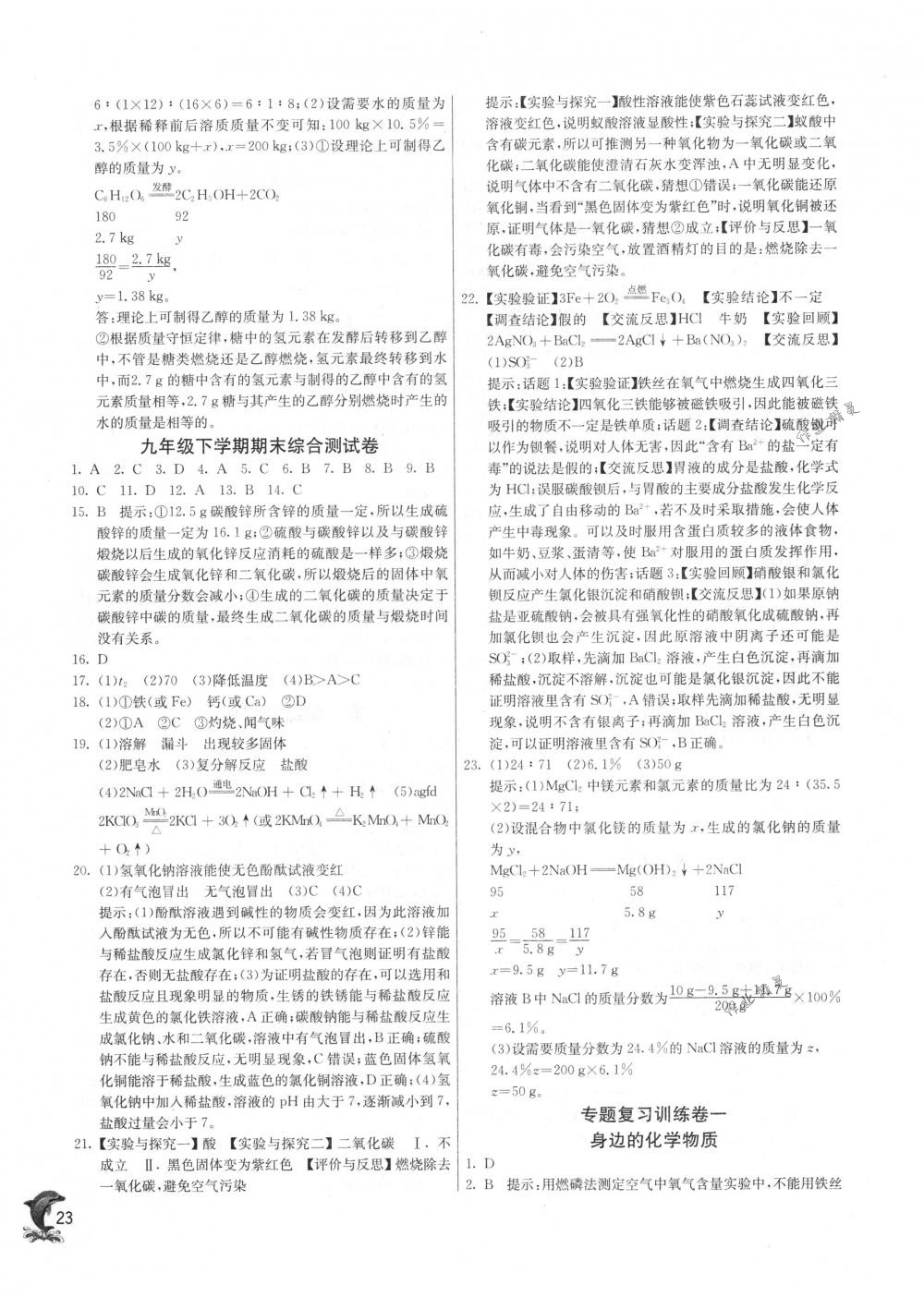 2018年实验班提优训练九年级化学下册沪教版 第23页