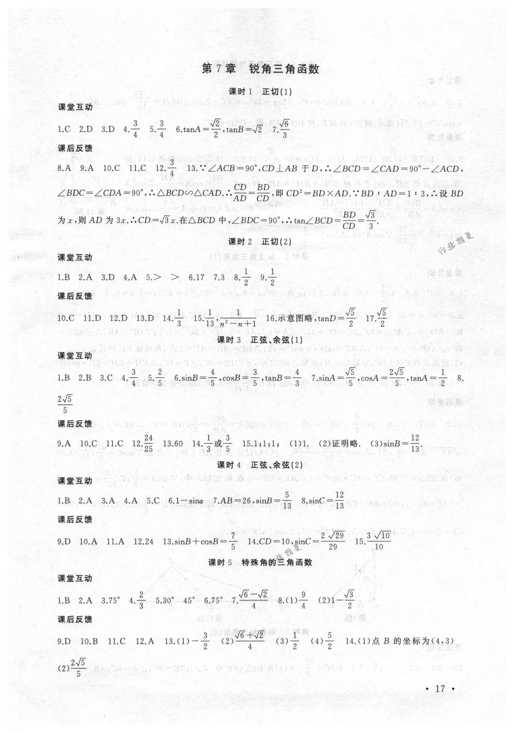 2018年高效精练九年级数学下册苏科版 第17页