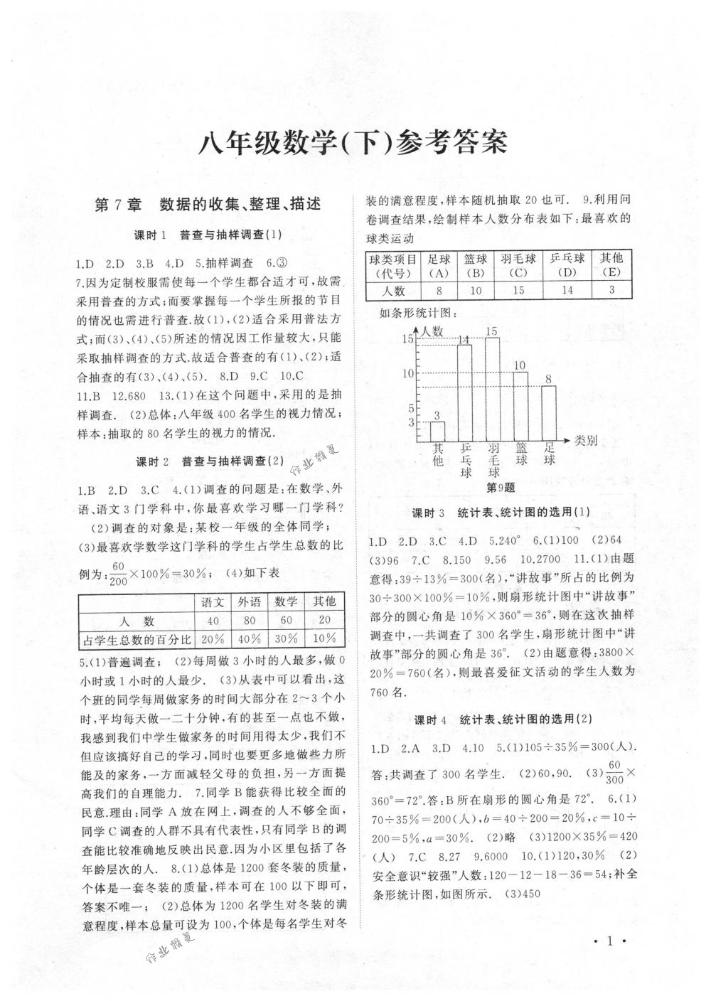 2018年高效精练八年级数学下册苏科版 第1页