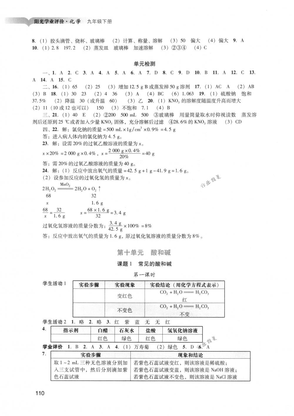 2018年陽光學業(yè)評價九年級化學下冊人教版 第7頁