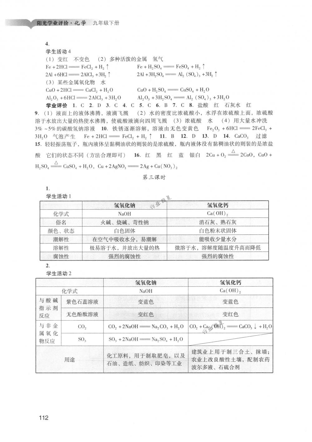 2018年陽(yáng)光學(xué)業(yè)評(píng)價(jià)九年級(jí)化學(xué)下冊(cè)人教版 第9頁(yè)