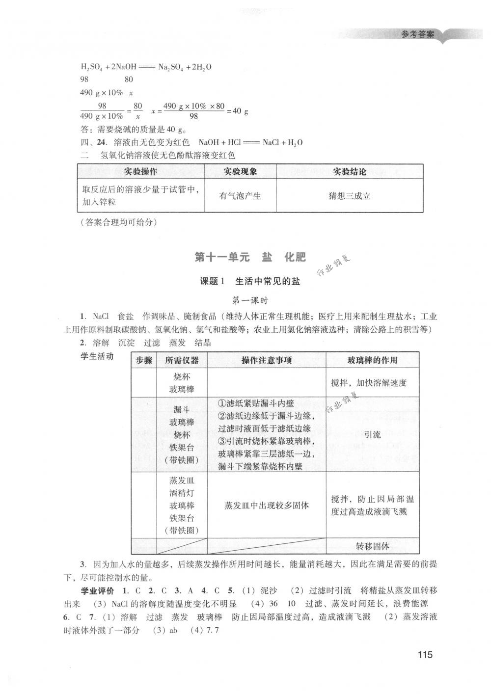 2018年陽光學(xué)業(yè)評(píng)價(jià)九年級(jí)化學(xué)下冊(cè)人教版 第12頁