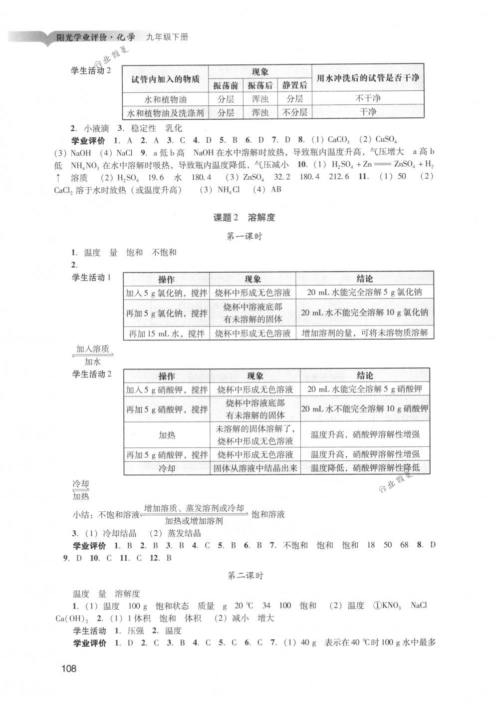 2018年陽光學業(yè)評價九年級化學下冊人教版 第5頁