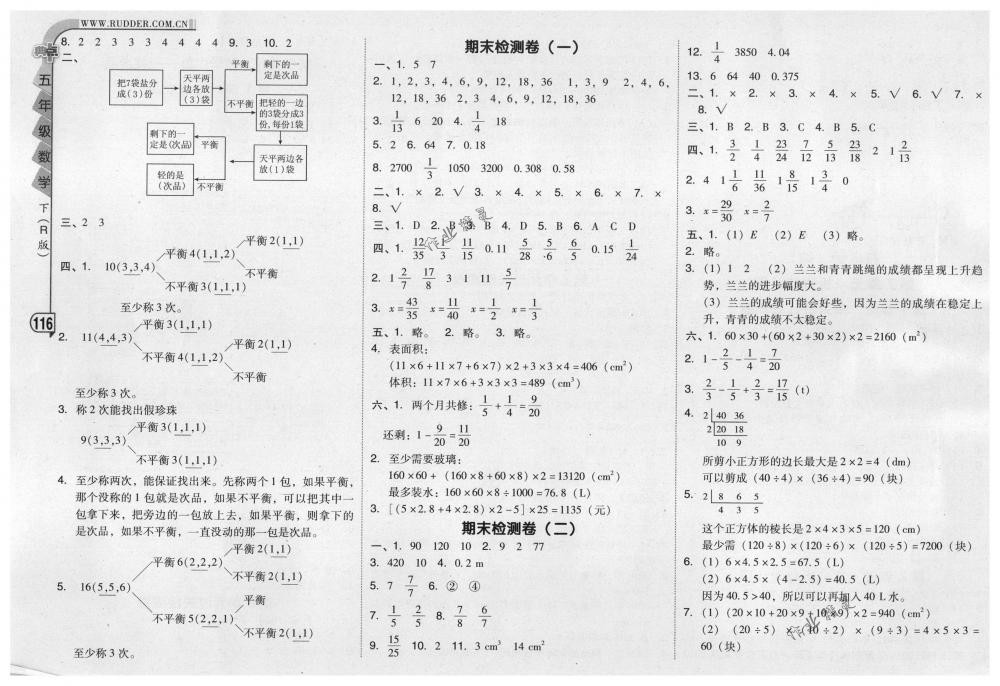 2018年综合应用创新题典中点五年级数学下册人教版 第16页