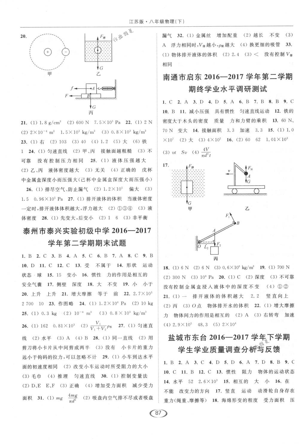 2018年亮点给力提优课时作业本八年级物理下册江苏版 第11页