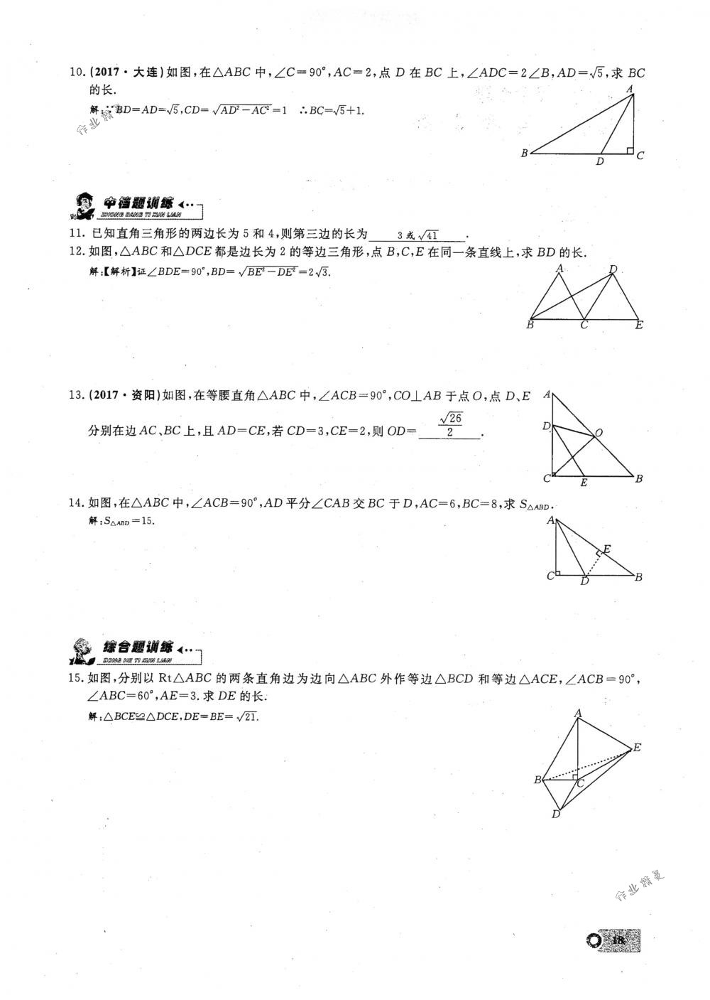 2018年思維新觀察八年級數(shù)學(xué)下冊人教版 第18頁