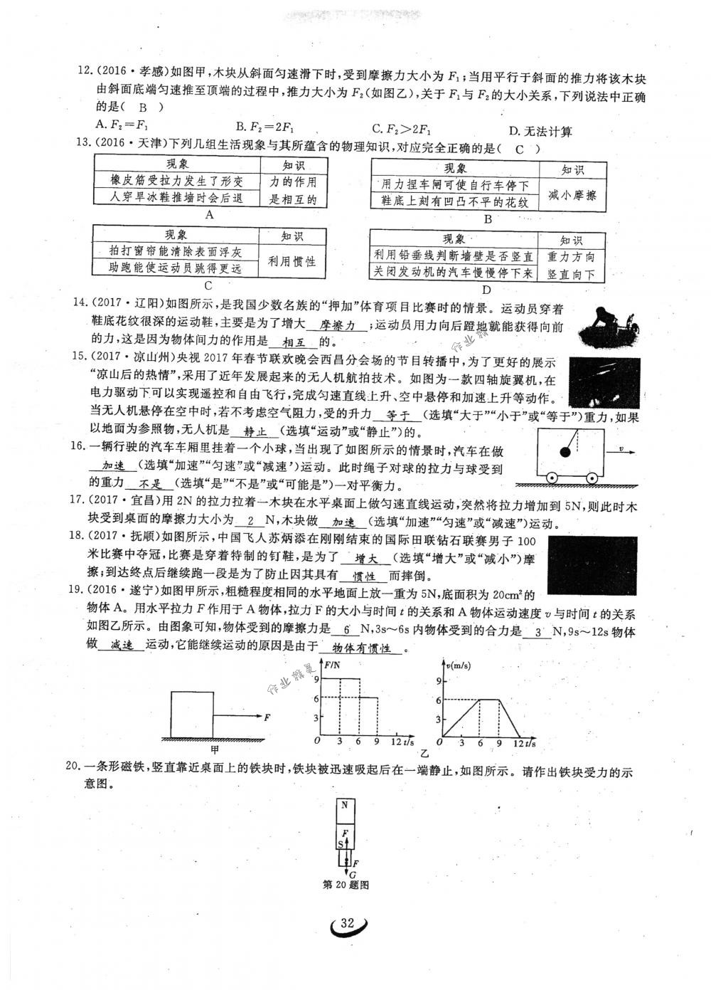 2018年思維新觀察八年級(jí)物理下冊(cè)人教版 第32頁(yè)