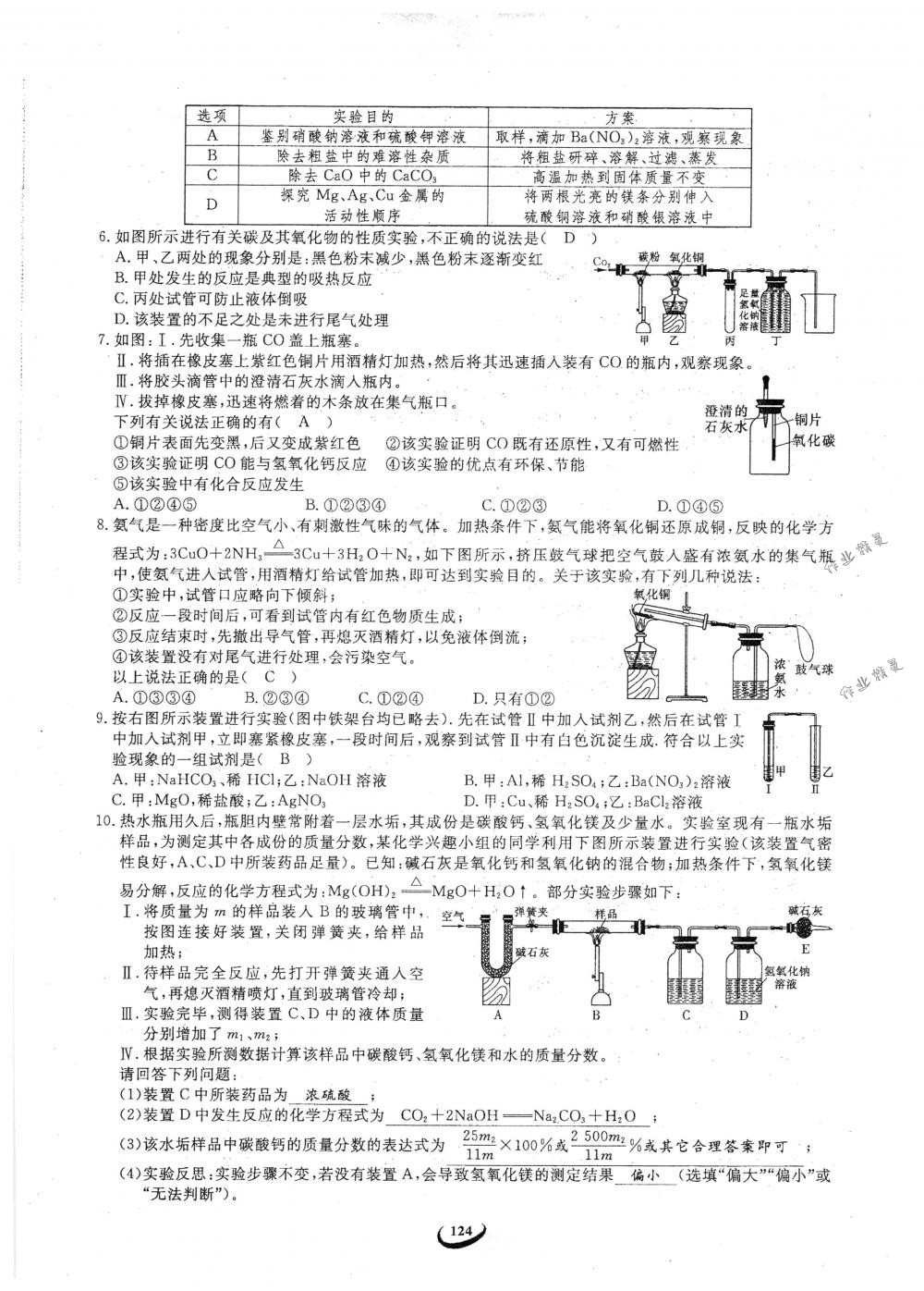 2018年思維新觀察九年級化學下冊人教版 參考答案第124頁