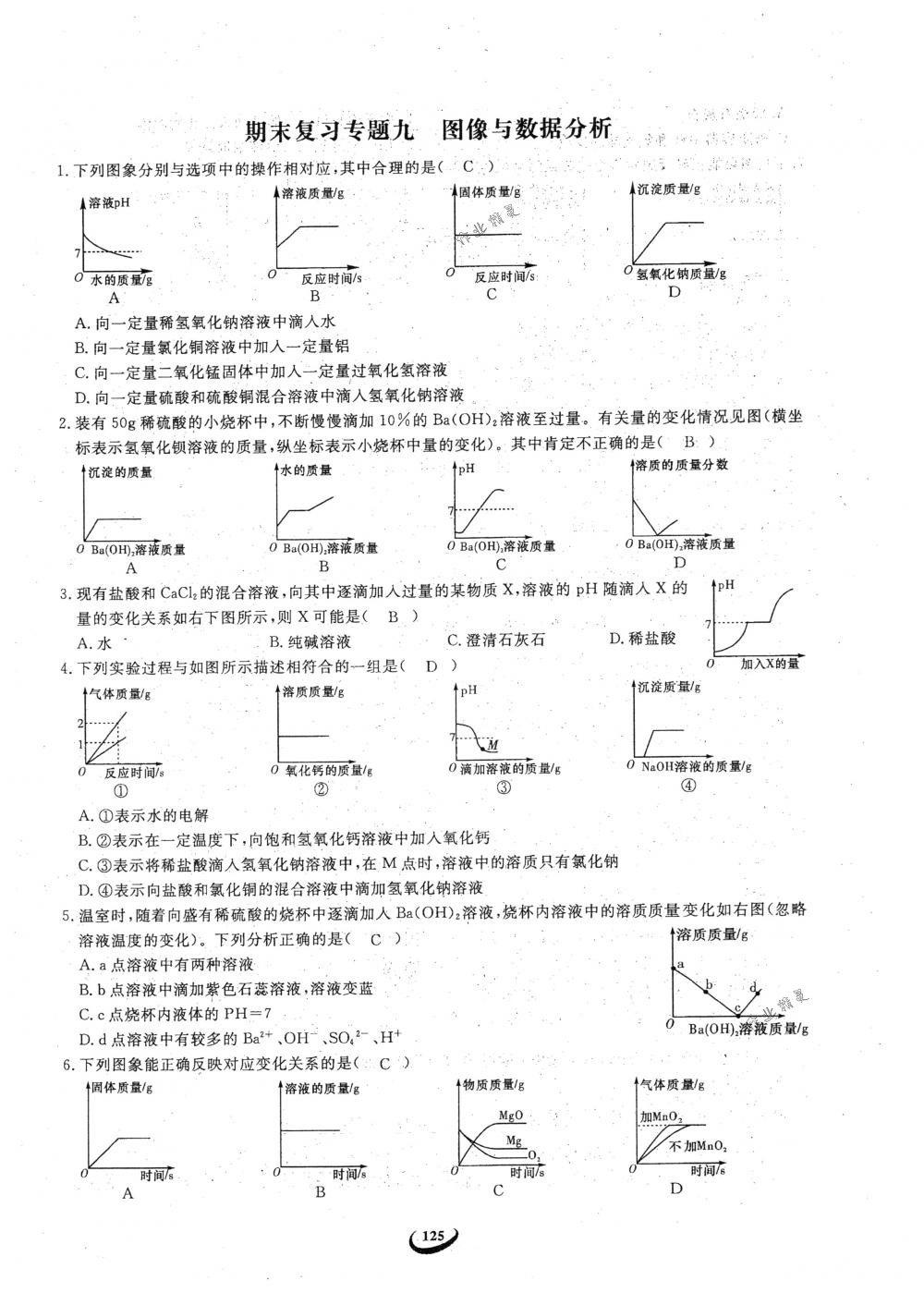 2018年思維新觀察九年級化學下冊人教版 參考答案第125頁