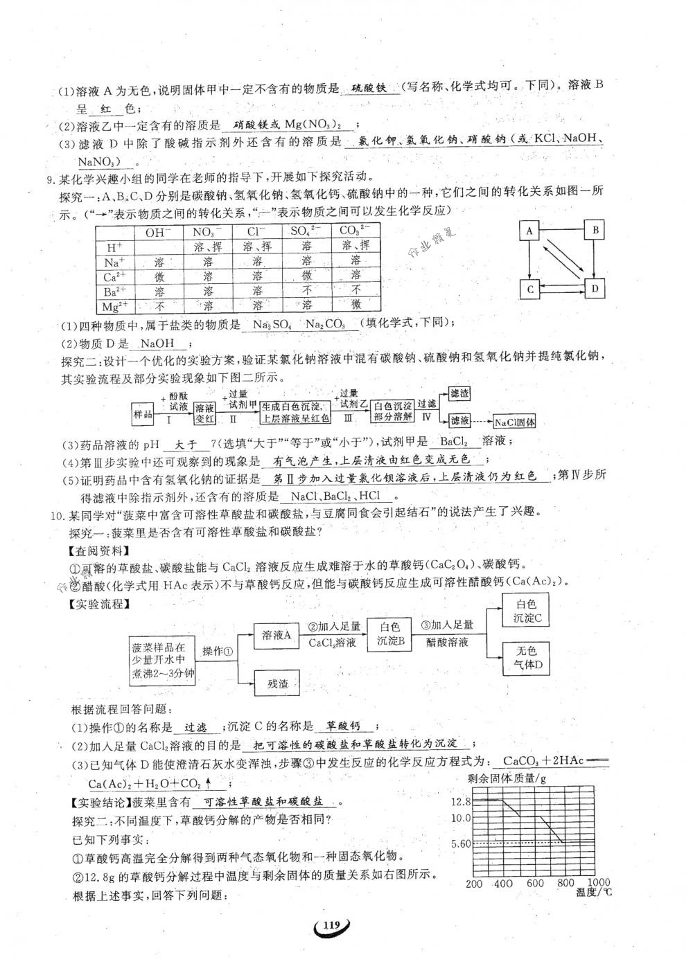 2018年思維新觀察九年級(jí)化學(xué)下冊(cè)人教版 參考答案第119頁(yè)