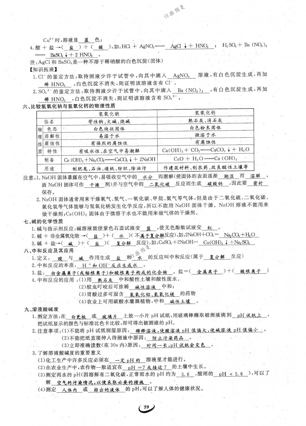 2018年思維新觀察九年級(jí)化學(xué)下冊(cè)人教版 參考答案第59頁(yè)