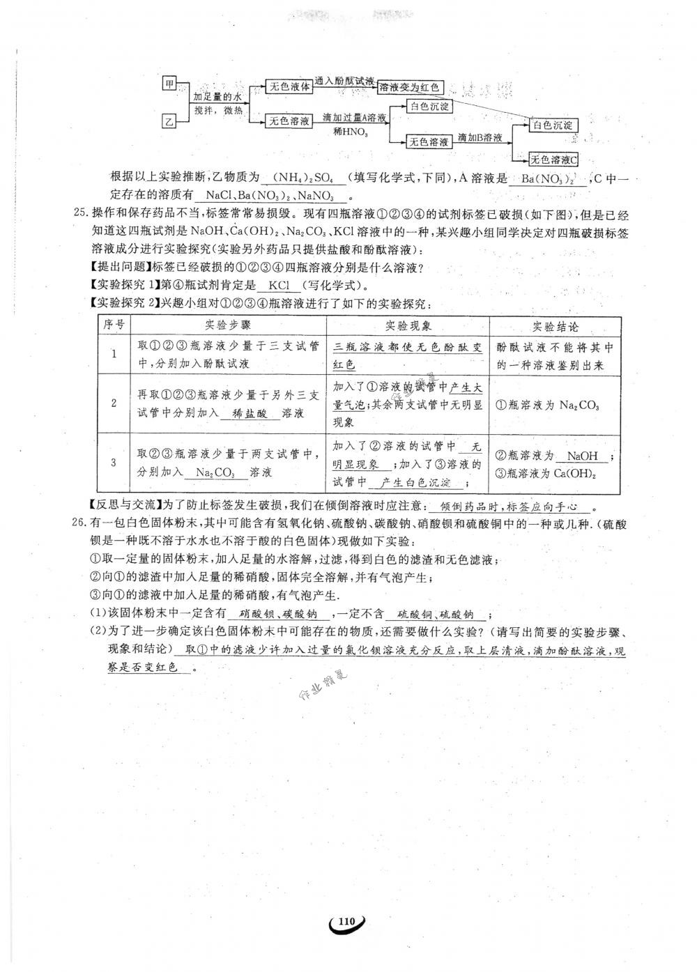 2018年思維新觀察九年級(jí)化學(xué)下冊(cè)人教版 參考答案第110頁(yè)